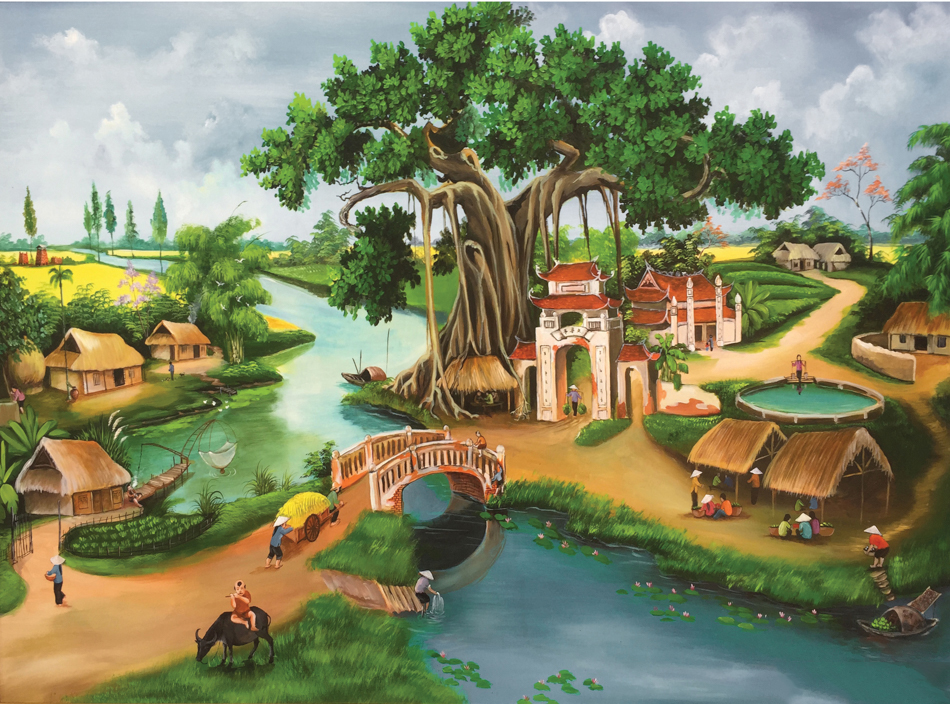 Hình ảnh tranh phong cảnh làng quê Việt nam đẹp