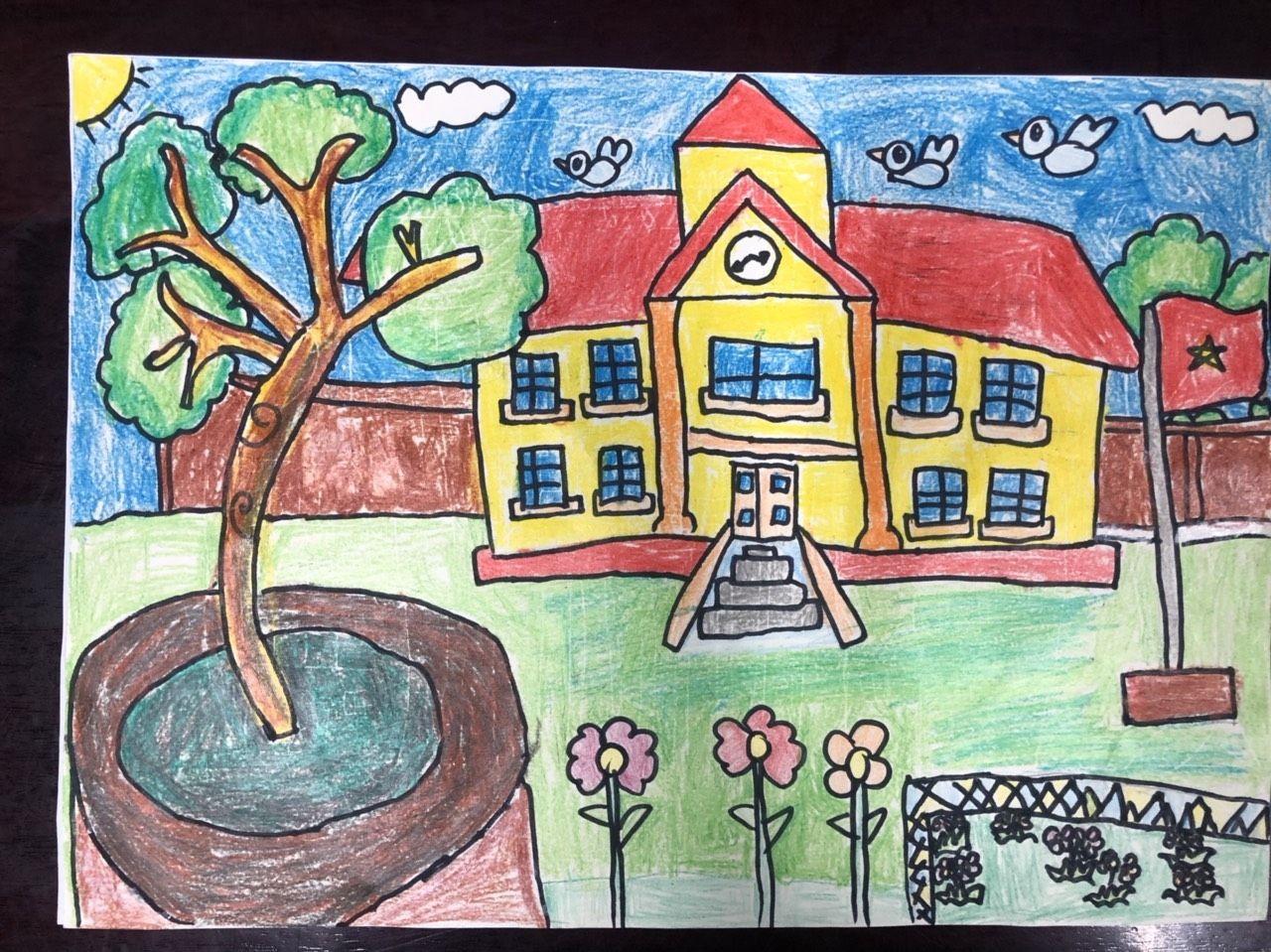 Tranh vẽ trường tiểu học đẹp nhất – HTNC