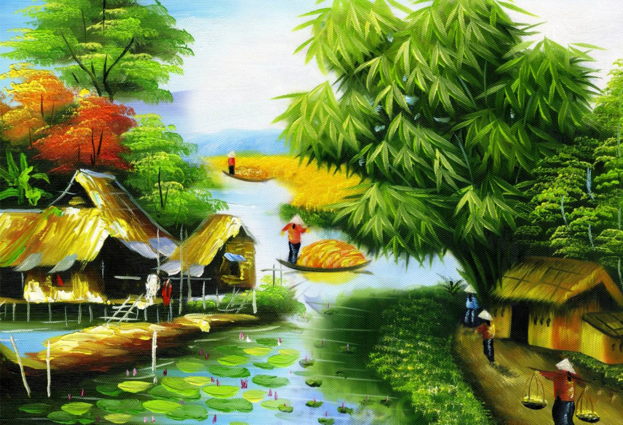 Tranh phong cảnh làng quê Việt Nam HD
