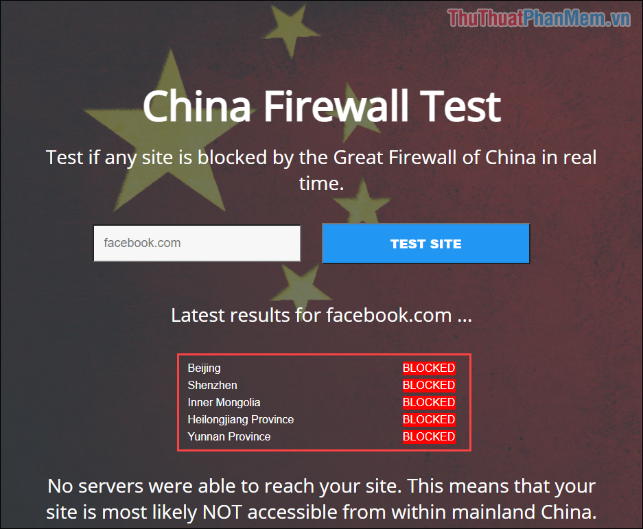 Các trang Web bị chặn sẽ nhận được thông báo Blocked