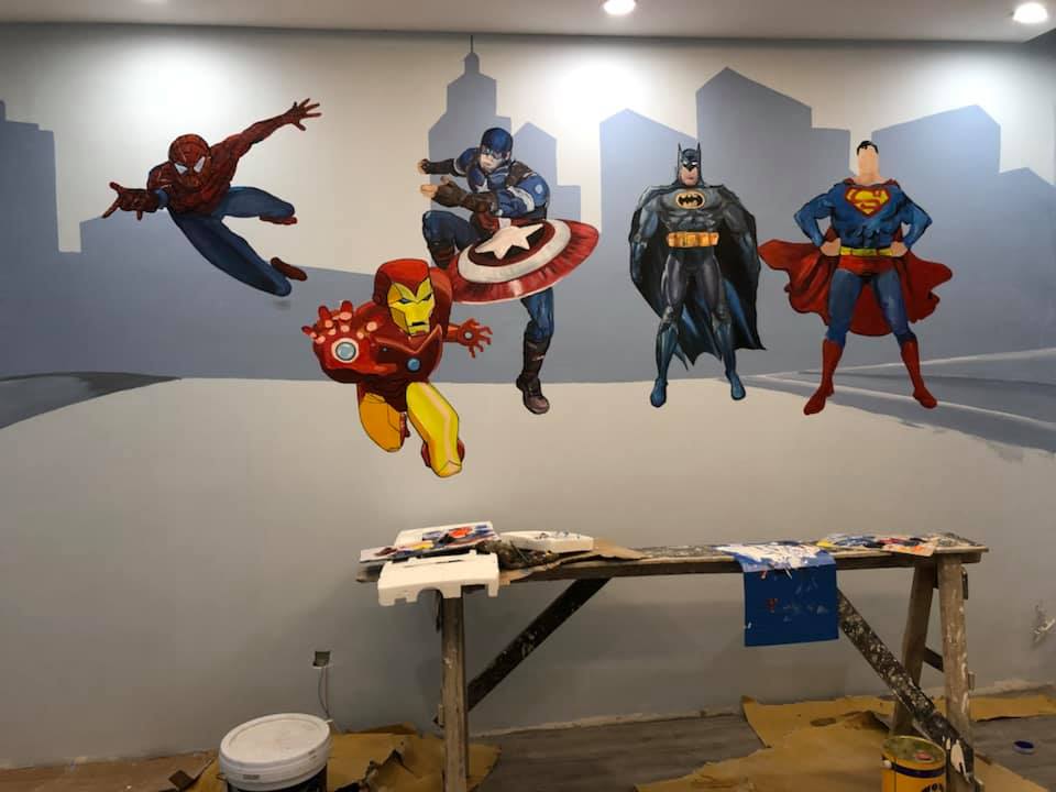 Hình vẽ tường siêu anh hùng cute