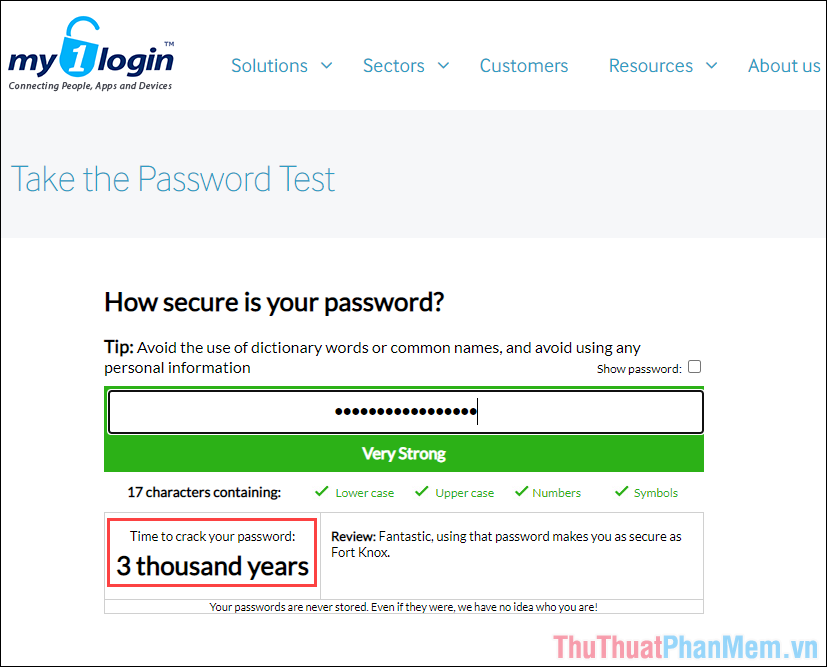 Kiểm tra sức mạnh mật khẩu bằng My 1 Login