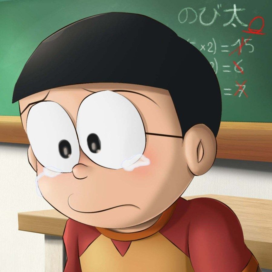 Hình hình họa Nobita buồn dễ dàng thương