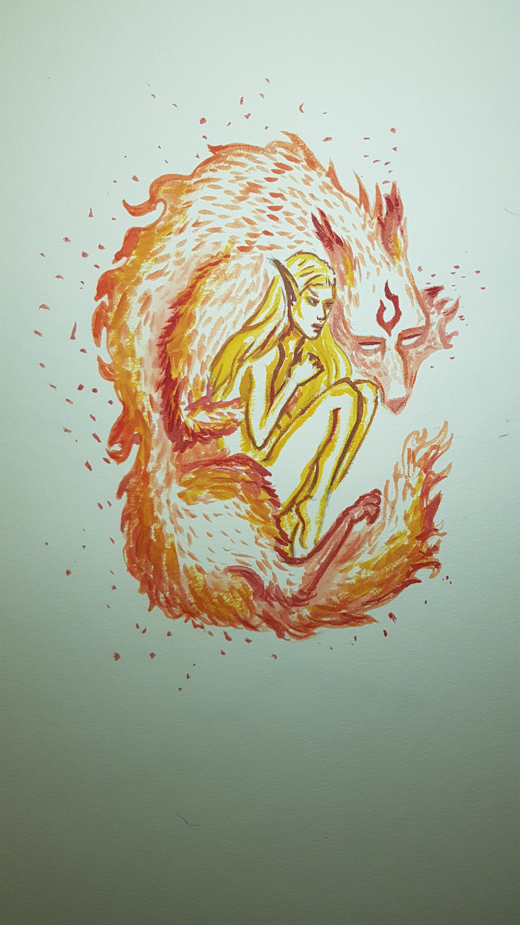 Hình nền cô gái và sói lửa