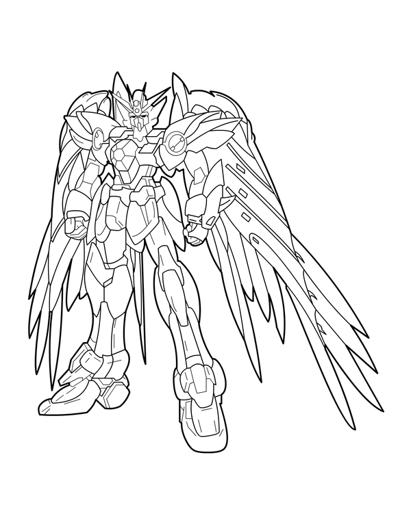 Trang màu robot Gundam với đôi cánh