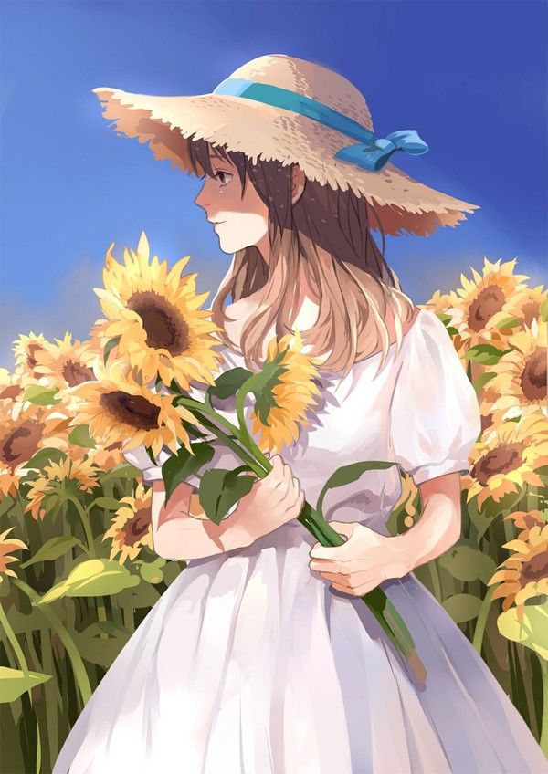 Hình ảnh về cô gái cầm hoa