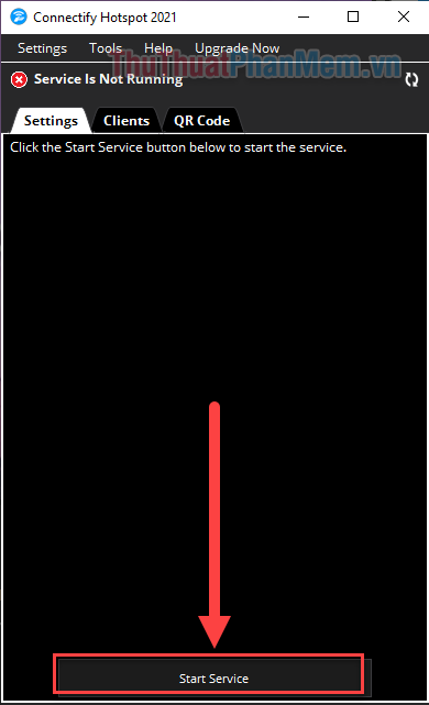 Nhấn Start Service trong tab Settings để bắt đầu thiết lập