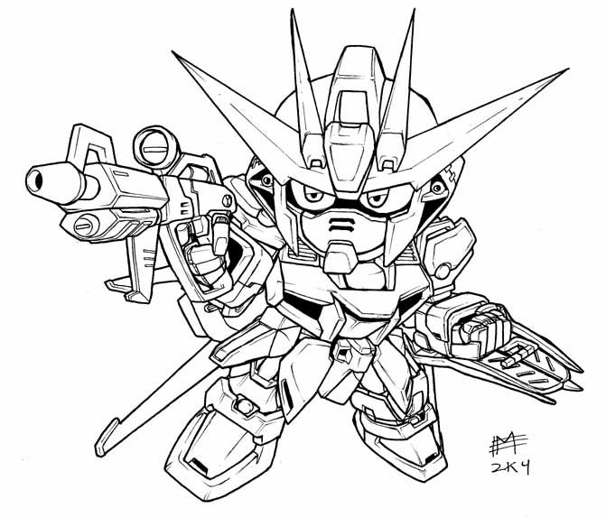 Tranh tô màu Chibi Gundam đẹp