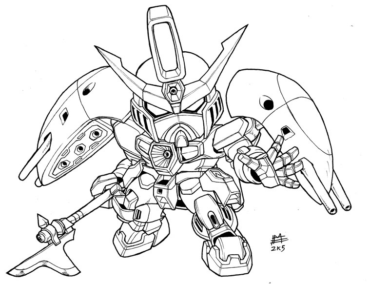 Tranh tô màu Robot Gundam đơn giản cho bé