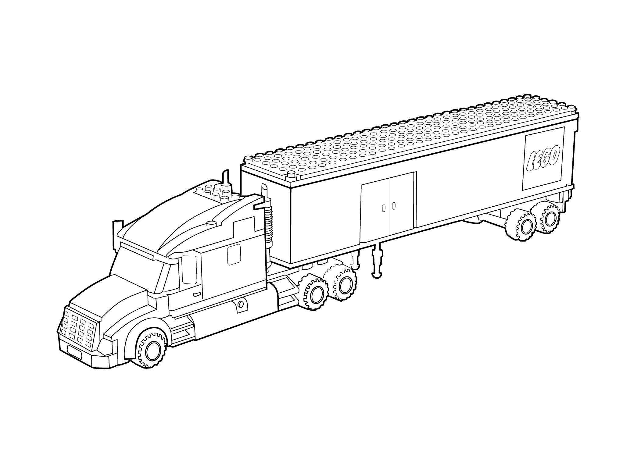 Tranh tô màu xe Container đơn giản