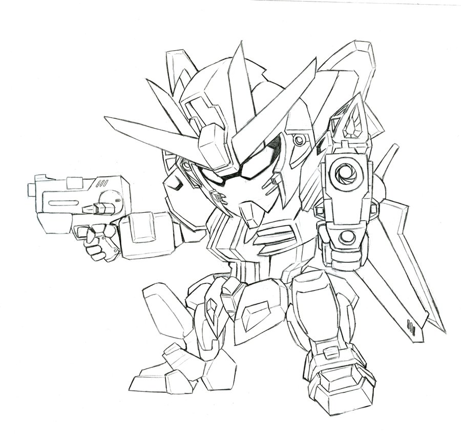 Tranh vẽ tô màu Robot Gundam đẹp cho bé