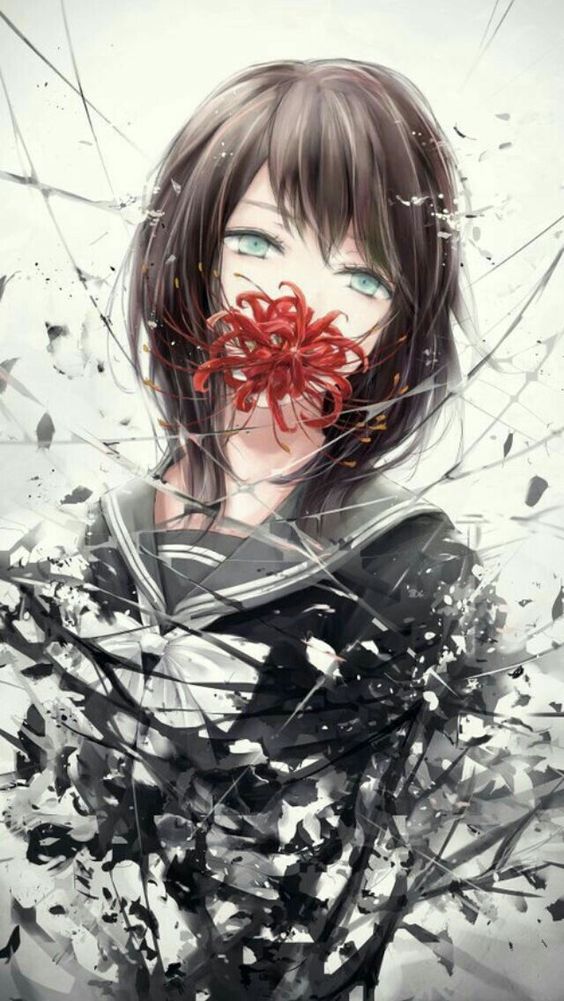 Hình ảnh hoa Bỉ Ngạn anime nữ buồn tuyệt đẹp