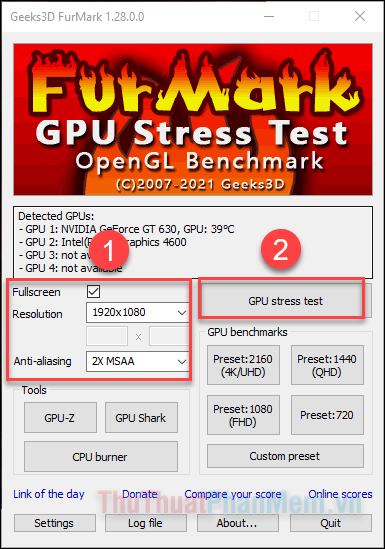 Cách test VGA bằng công cụ Furmark