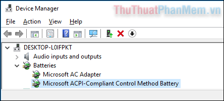 Hiển thị Microsoft AC Adapter và Microsoft ACPI-Compliant Control Method Battery