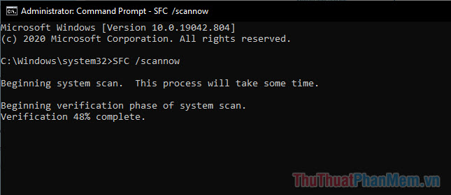Chạy lệnh SFC scannow