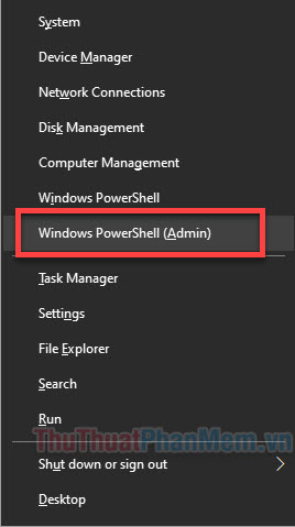 Chọn Windows PowerShell (Quản trị viên).