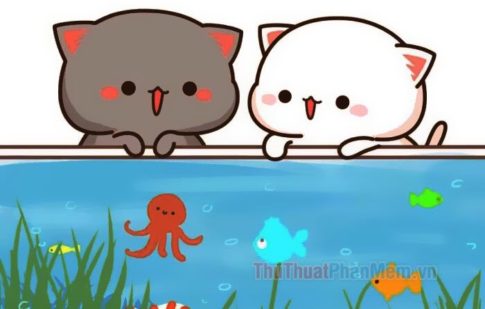 999 mẫu Avatar Cute mèo chibi mập cho người yêu thích động vật