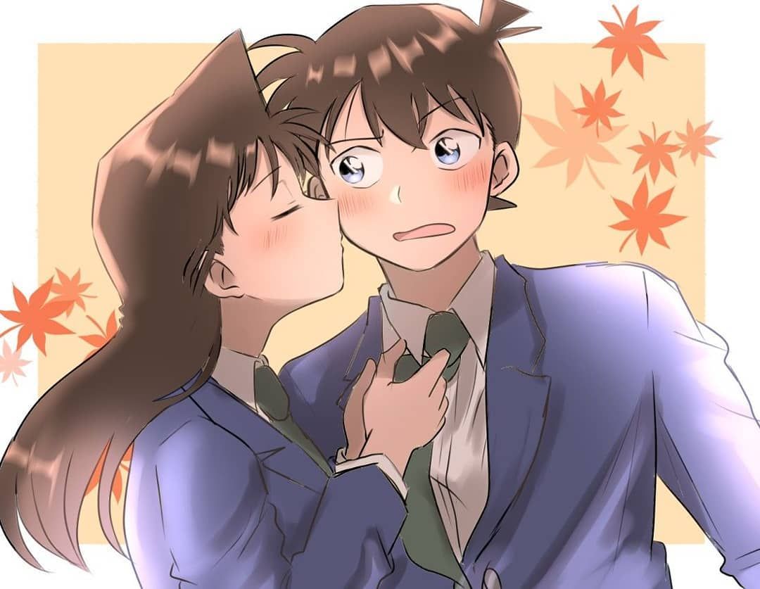 Ảnh Ran hôn má Shinichi