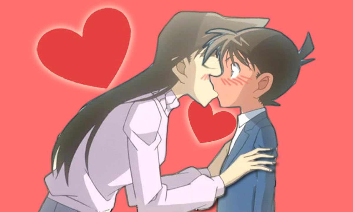 Hình ảnh Ran hôn Shinichi cute đáng yêu
