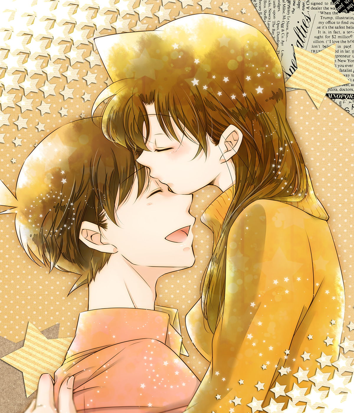 Hình ảnh Ran và Shinichi hôn nhau cực hạnh phúc