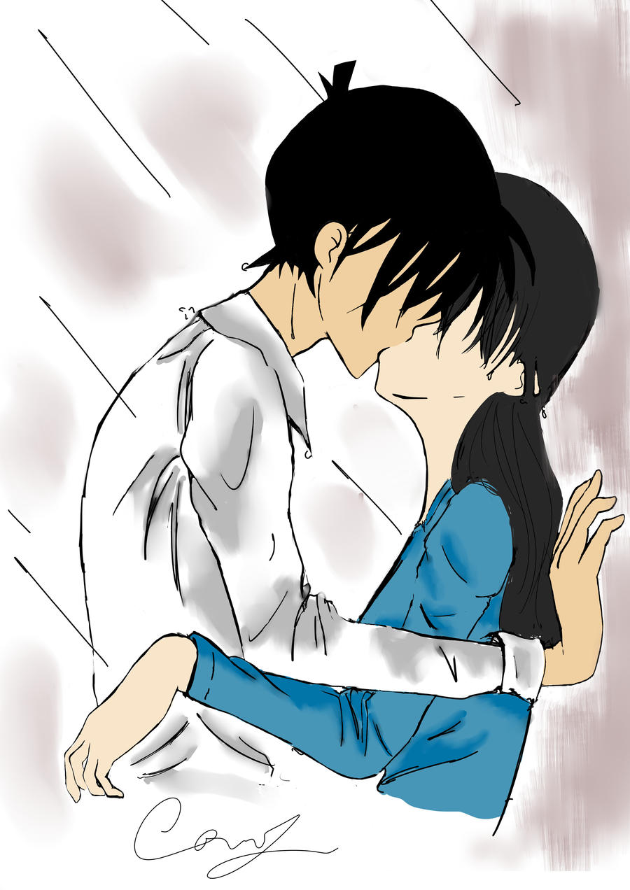 Hình ảnh Shinichi và Ran hôn nhau cực dễ thương