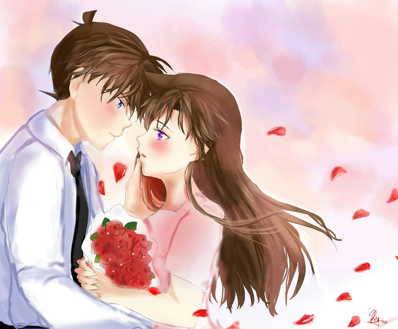 Hình Shinichi và Ran hôn nhau đẹp