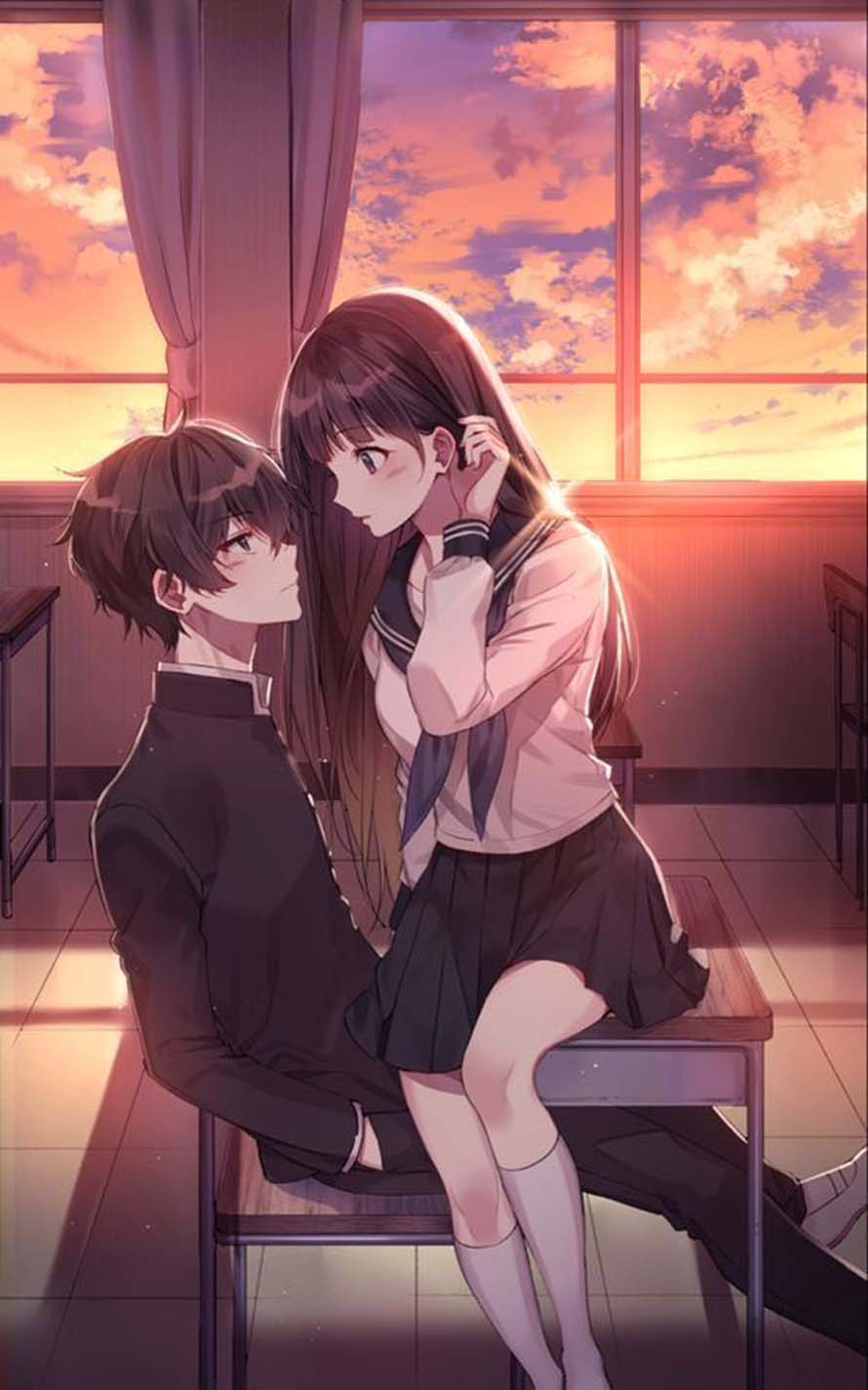Hình ảnh cặp đôi anime yêu nhau cute