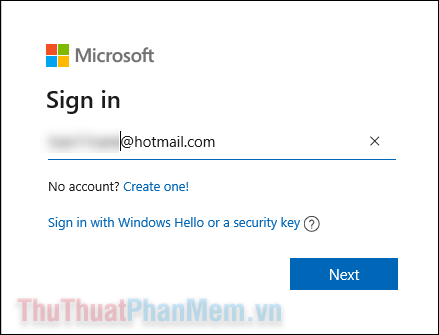 Vui lòng nhập địa chỉ email Microsoft của bạn