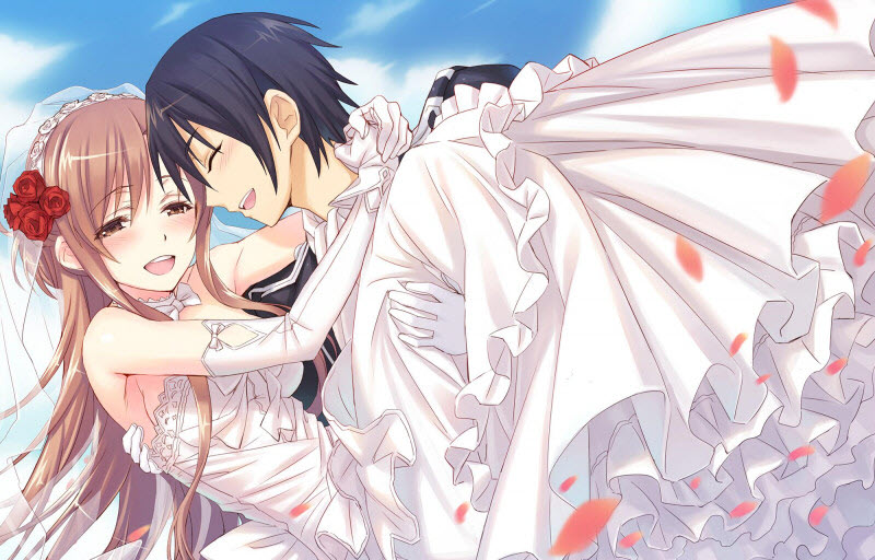 Hình hình họa Kirito và Asuna dễ thương dễ dàng thương