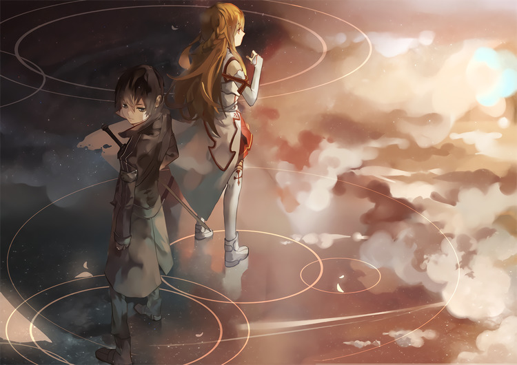 Hình hình họa Kirito và Asuna dễ thương lãng mạn