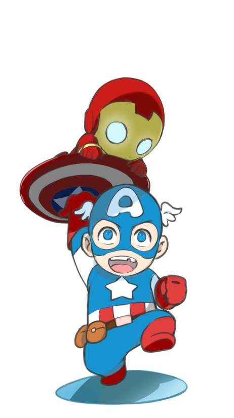 Ảnh Iron Man và Captain America chibi