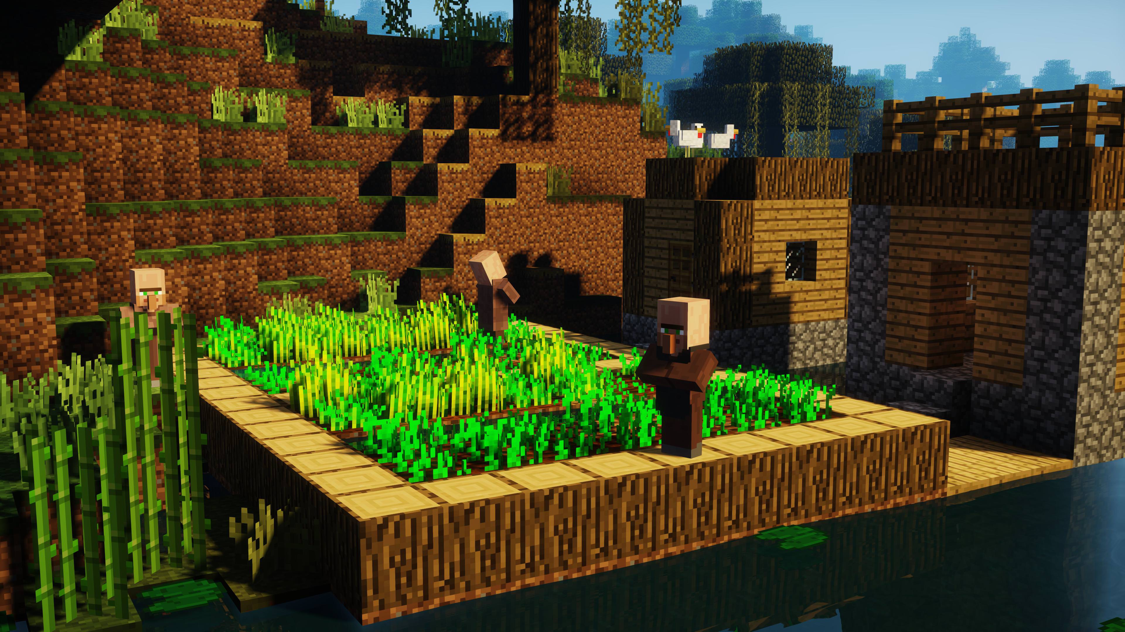 Hình nền 4K Minecraft ngôi làng