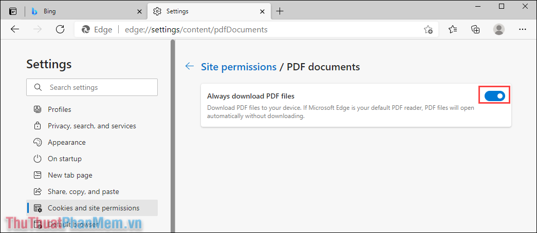 Kích hoạt chế độ Always download PDF file