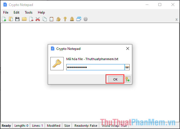 Nhập mật khẩu file NotePad mã hóa vào để giải mã
