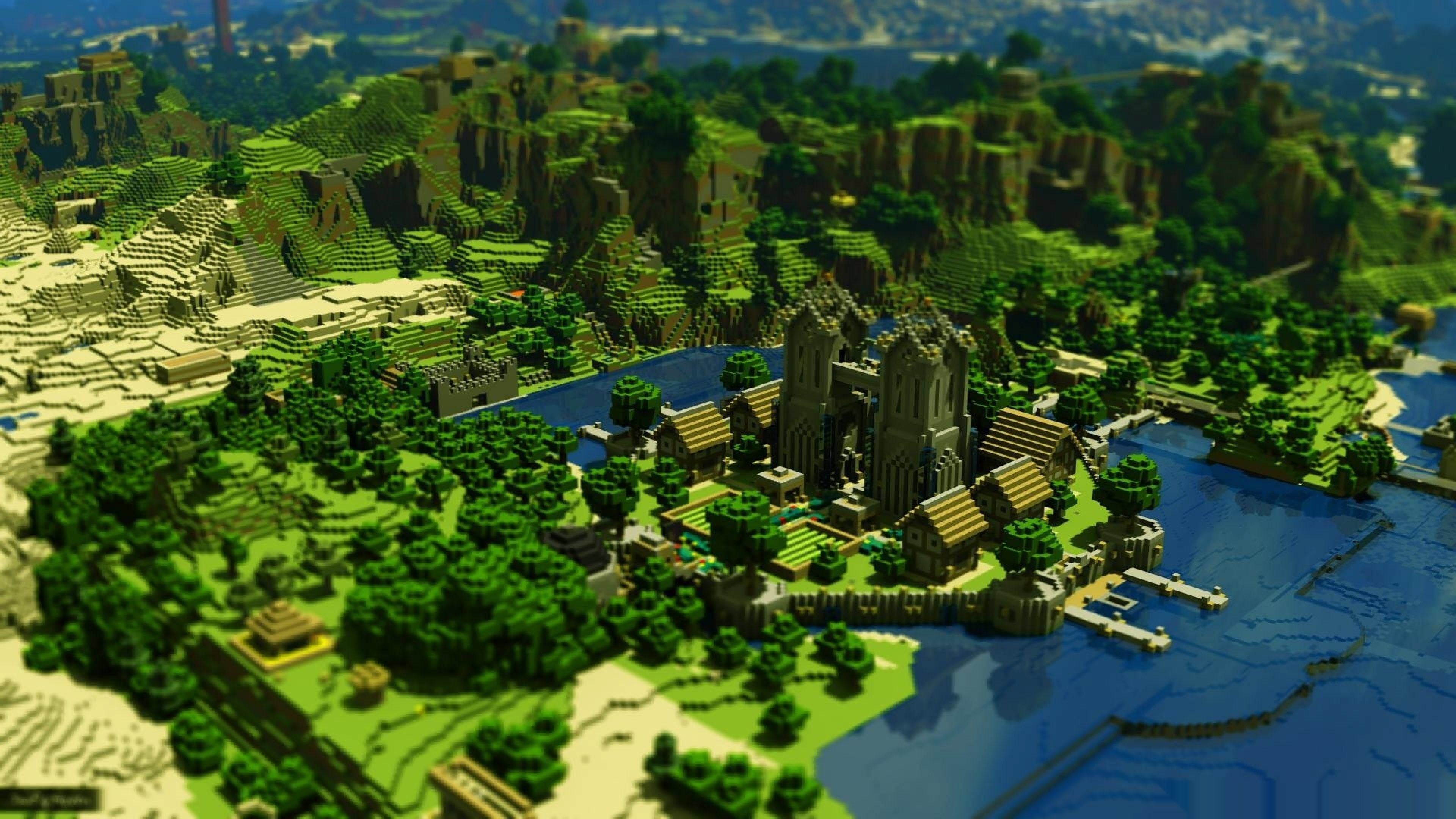 Wallpaper 4K Minecraft ngôi làng