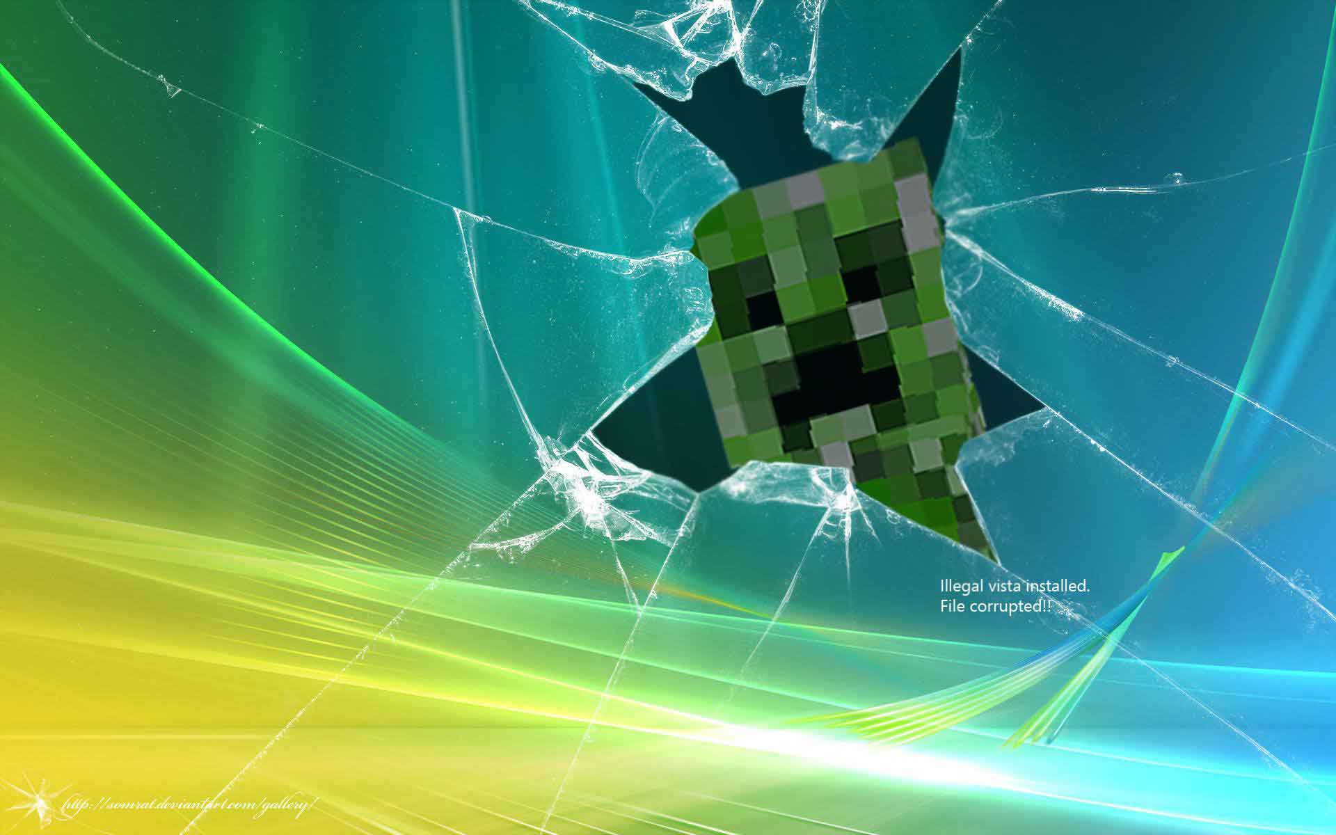 Wallpaper Minecraft vỡ màn hình