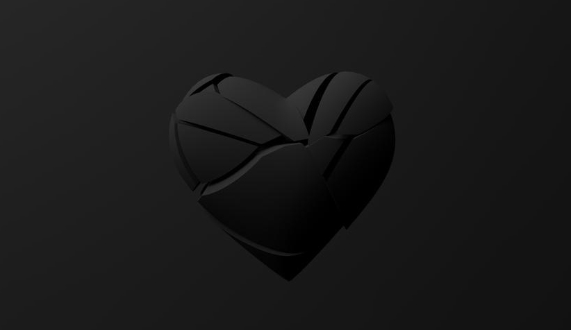 Hình hình họa trái khoáy tim 3 chiều black color tan vỡ