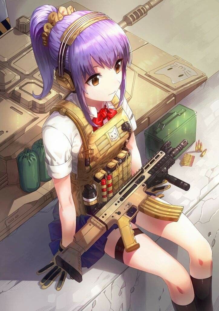 Hình ảnh Anime nữ cầm súng ngầu đẹp