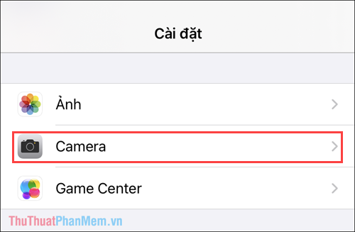 Chọn thẻ Camera để cài đặt hình ảnh khi chụp trên điện thoại
