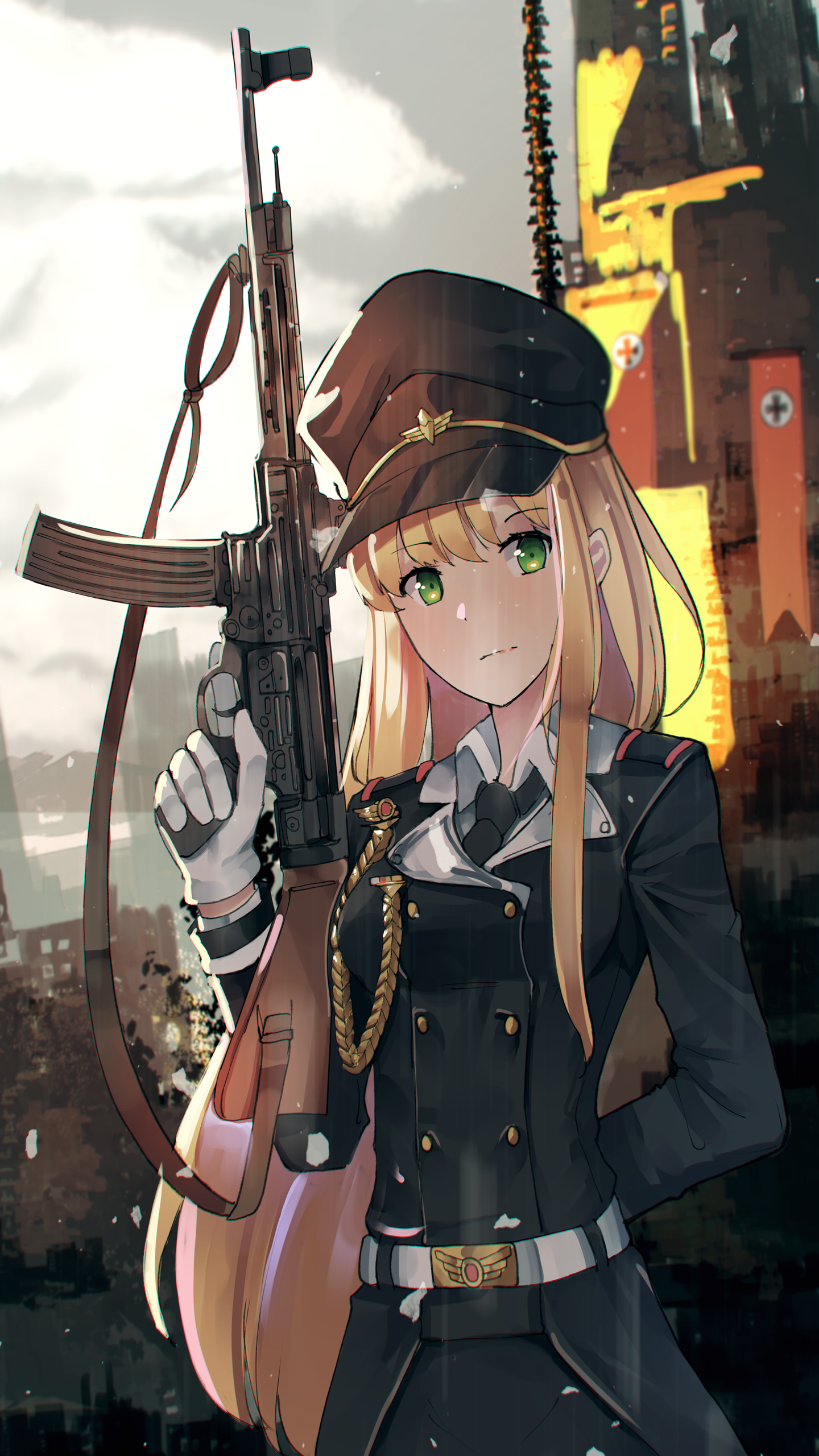 Hình ảnh Anime nữ cầm súng ngầu đẹp