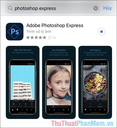 Mở Adobe Photoshop Express trên App Store để tải về điện thoại