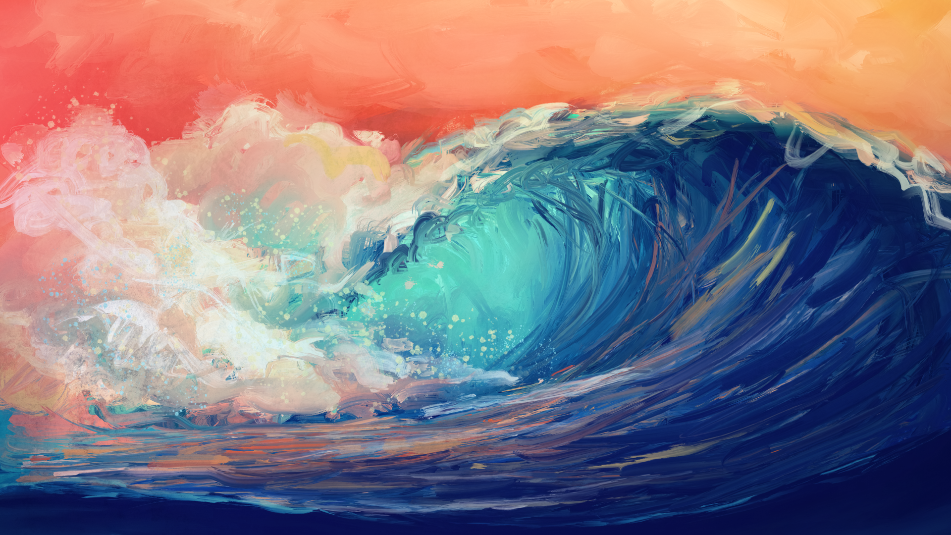 Hình nền anime sóng biển tuyệt đẹp