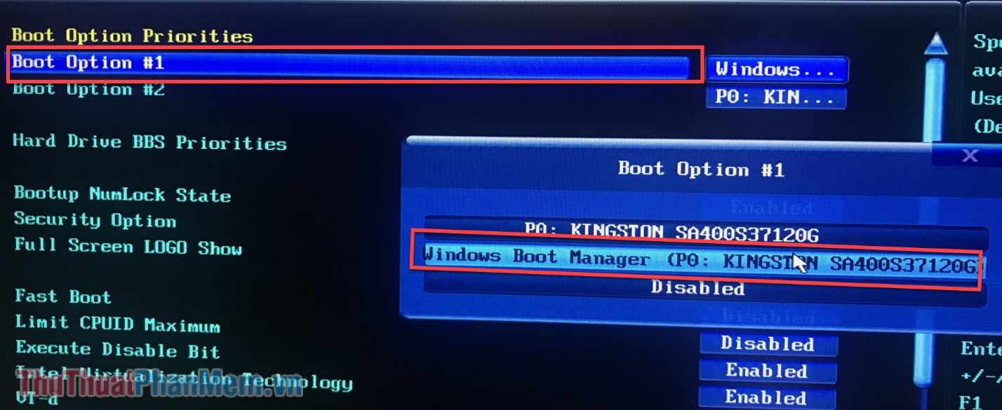 Chọn Windows Boot Manager