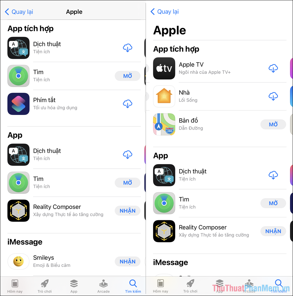 Khi bạn nhấn vào Apple, AppStore sẽ hiển thị toàn bộ danh sách các ứng dụng