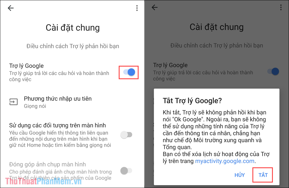 Cách tắt OK, Google, trợ lý ảo Google trên điện thoại Android