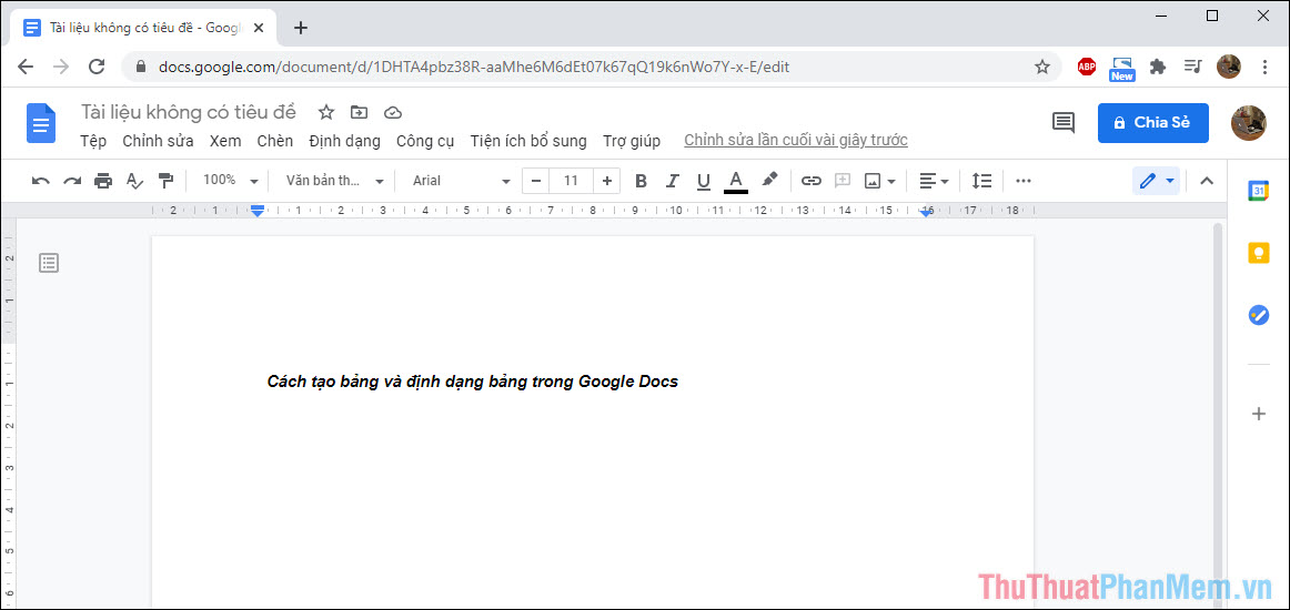 Mở Google Docs và nhập các nội dung cần thiết