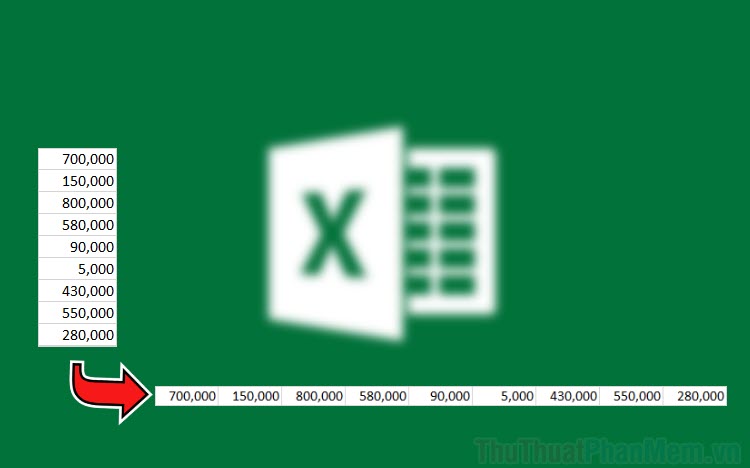 Cách chuyển dữ liệu từ cột dọc sang hàng ngang trong Excel