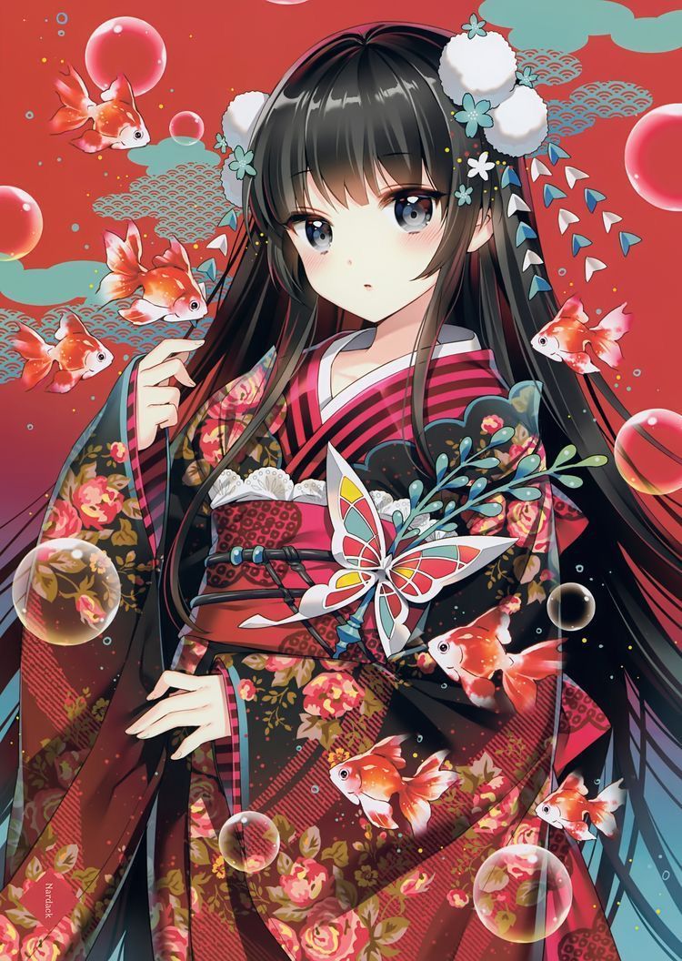 Ảnh Anime Kimono Nhật Bản cute đáng yêu