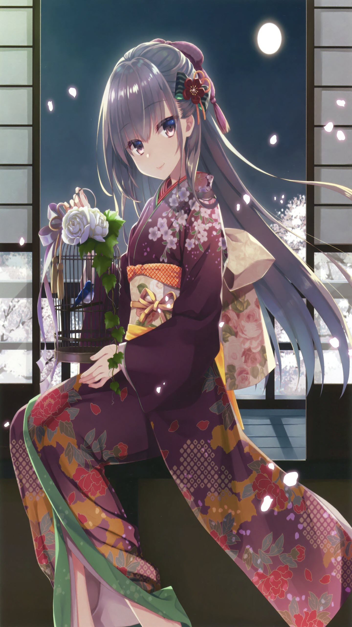 Ảnh nền Anime Kimono 2K cho điện thoại