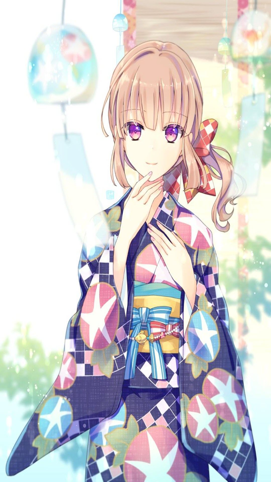 Ảnh nền Anime Kimono dễ thương cho điện thoại